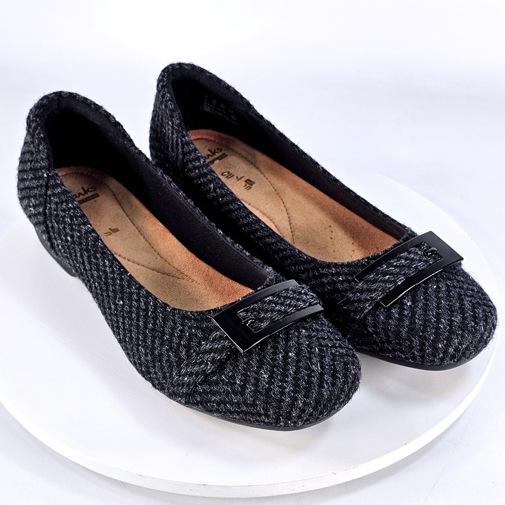 Clarks Collection Blanche West Womens 8.5 M Herringbone Tweed Ballet Flats